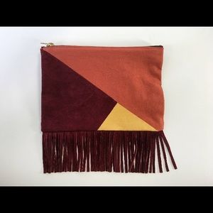 Mosaic Fringe Clutch - Orange